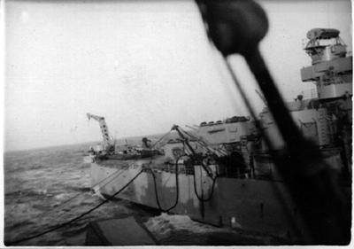 Fueling at sea from USS Manchester 1950